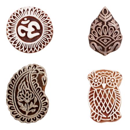 Set of 4 Piece New Mix Wooden Printing Block